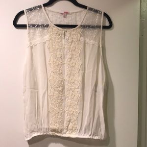 Sheer Lace Top w/ Floral Etching C2
